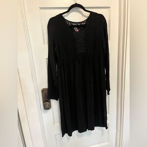 Johnny Was Long Sleeve Embroidered Eyelet Dress Black Size M